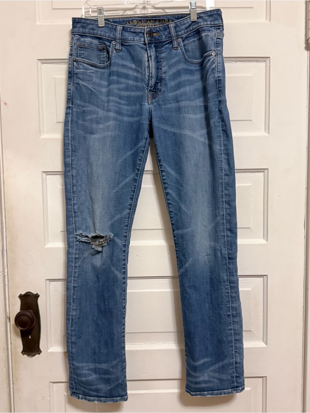 American Eagle Outfitters Blue Denim Jeans with Gold Embroidery